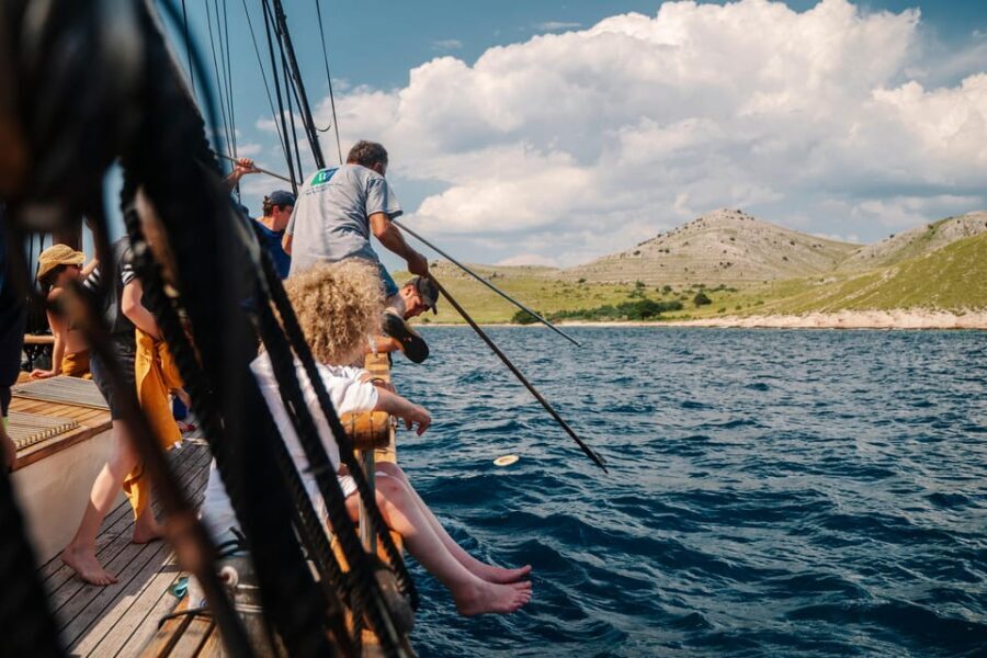 Zadar: Boat Tour with Unlimited Wine & 3 Stops - Hidden Bay swim stop: snorkeling gear and weather math