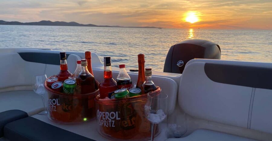 Zadar: Golden Hour Cruise RIB Tour Island Dinner Stop & Swim - Frnaža Bay swim time: a sandy cove for real water breaks
