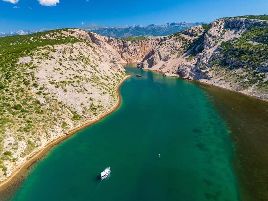 Zrmanja river & 3 Croatian seas boat tour - Novigrad start: pine-forest bay, Fortica views, and the first sea leg